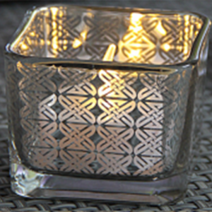 Plating Square Glass Candle Holders