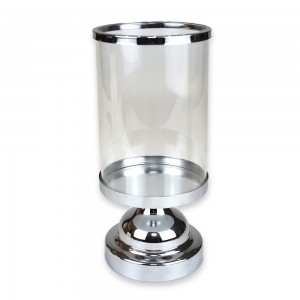 Clear Silvery Metal Glass Candle Holders