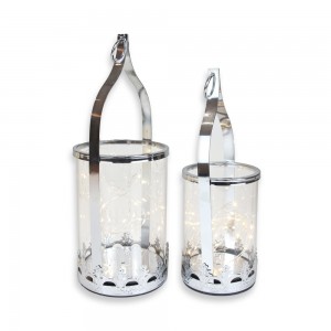 Glass Metal Candle Holders With LED Light